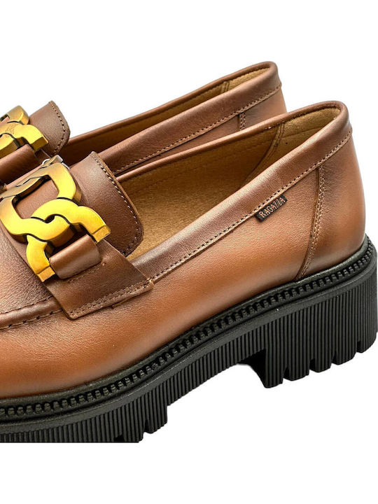 Leder Damen Mokassins in Tabac Braun Farbe