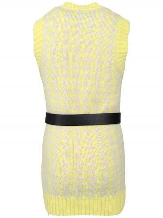 Rochie Fete Fără Mâneci Tricotată Set Cu Accesorii Galben