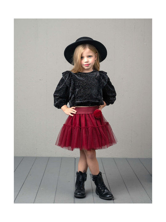 Designer's Cat Kids Tulle Tutu Skirt Burgundy