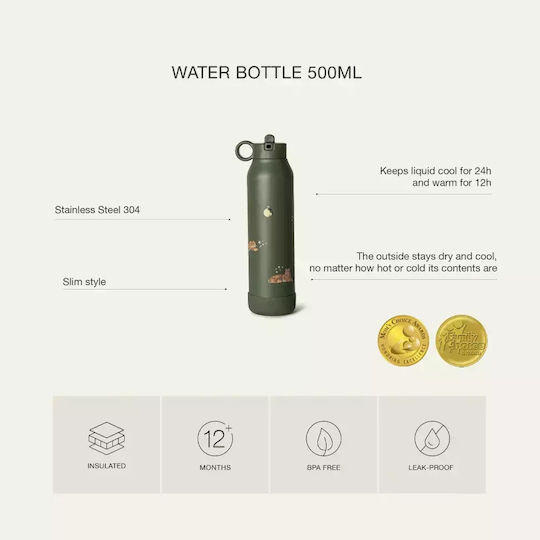 Citron Kids Water Bottle Thermos Stainless Steel with Straw Non Spill Yellow 500ml