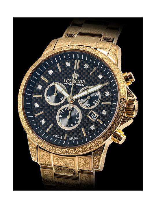 Louis XVI Men's Watch 43mm Chronograph Battery with Gold Metal Bracelet