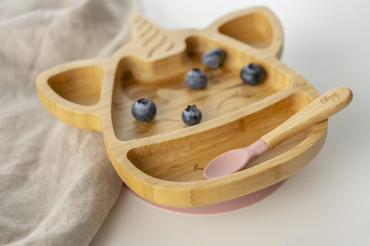 Citron Feeding Set made of Bamboo with Non-Slip Base Yellow 2pcs for 4+ months