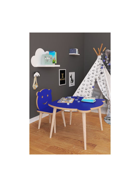 Kids Table and Chairs Set made of Wood Blue