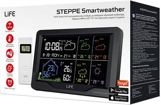 Life Steppe Wireless Digital Weather Station Tabletop Black