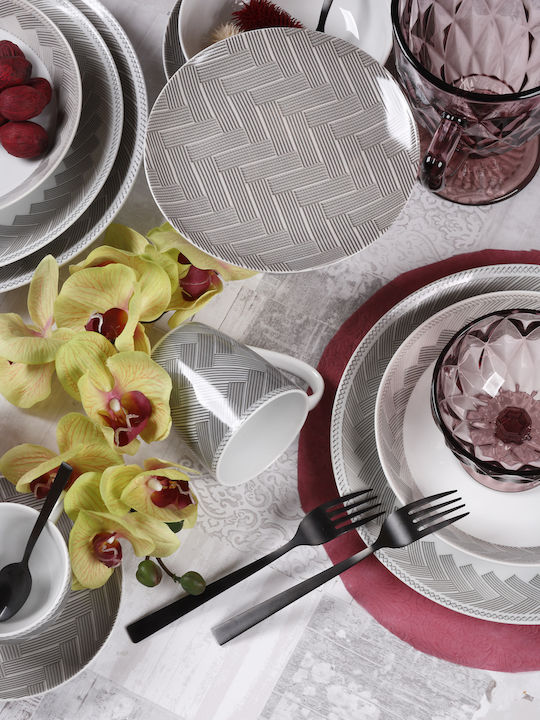 Cryspo Trio Plaza Gray Porcelain Dinnerware Set 20pcs