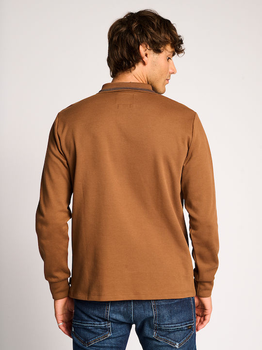 Staff Sentio Men's Long Sleeve Blouse Polo Brown