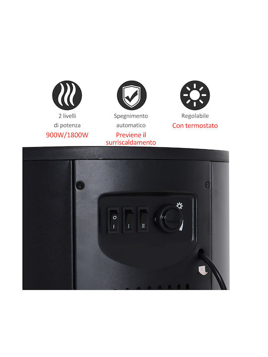 HomCom De podea Șemineu electric 900W 41x64.5cm Negru