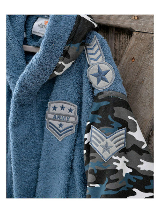 Rythmos Kids Bathrobe Army Blue Hooded