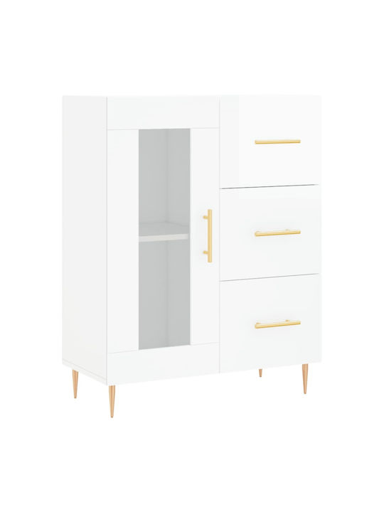 Sideboard Wooden with Drawers White 69.5x34x90cm