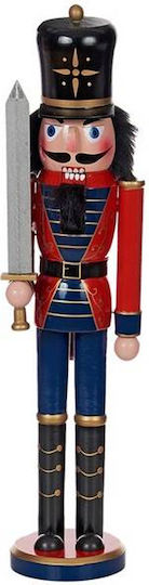 TnS Χριστουγεννιάτικος Καρυοθραύστης Ξύλινος Κόκκινος Ύψους 20εκ.