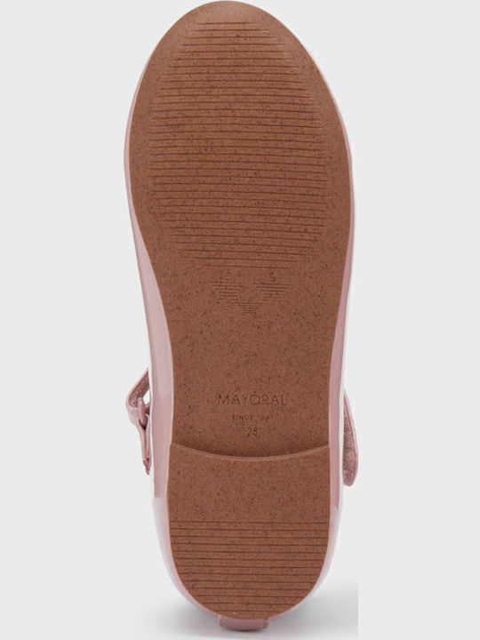 Kids Patent Leather Ballerinas with Hoop & Loop Closure Pink