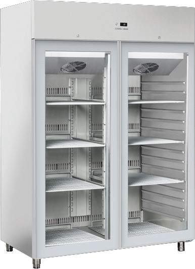 Cool Head Commercial Refrigerator Cabinet with 2 Glass Doors L123.4xD68.5xH148.5cm