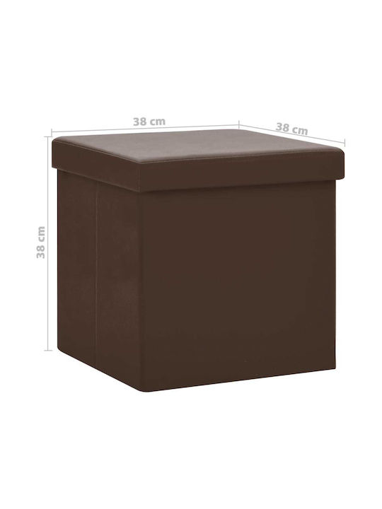 Stool For Living Room With Storage Space Plastic Brown 2pcs 38x38x38cm