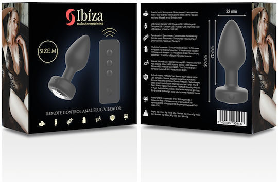 Ibiza Anal Plug mit kabelloser Funktion und Vibration Mittel Schwarz