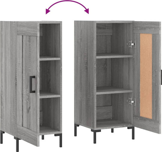 Wand Wohnzimmer Vitrine aus Spanplatte Grau 34.5x34x90cm