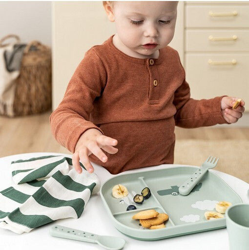 Done by Deer Baby Food Plate Croco made of Plastic Green