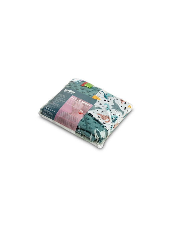 Sensillo Nursery Swaddling Blanket Cotton Petrol Emerald Dinosaurs Green 75x100cm