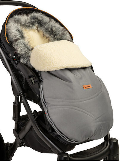 Sensillo Eskimo Universal Ποδόσακος Καροτσιού Αδιάβροχος Γκρι με Fleece Επένδυση 100x46εκ.