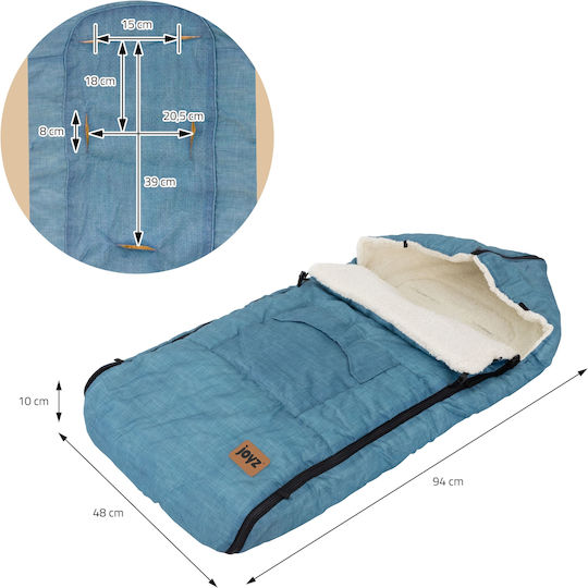 Joyz Universal Waterproof Stroller Footmuff 94x48cm Blue
