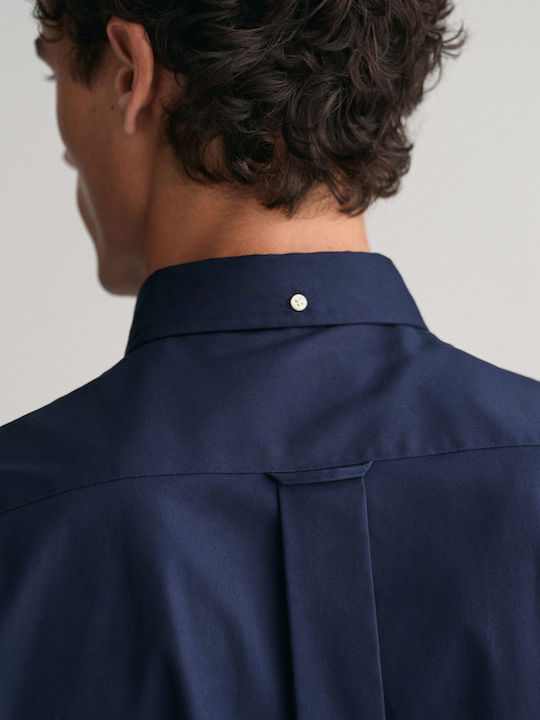 Long-sleeved Cotton Shirt Dark Blue