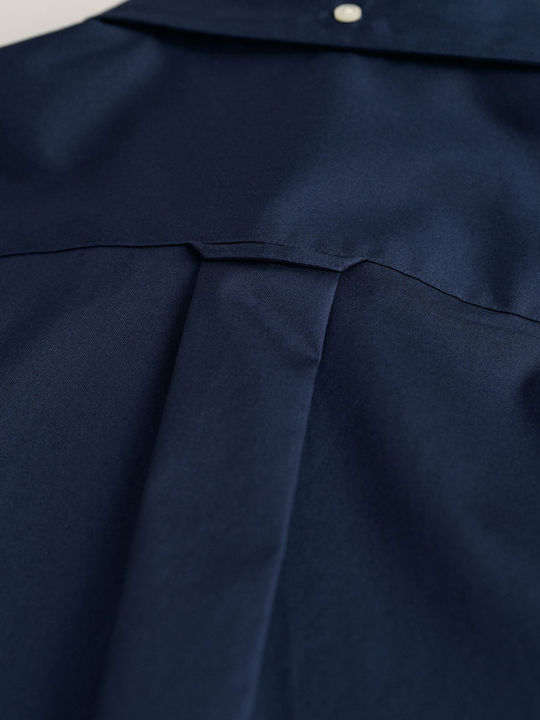 Long-sleeved Cotton Shirt Dark Blue