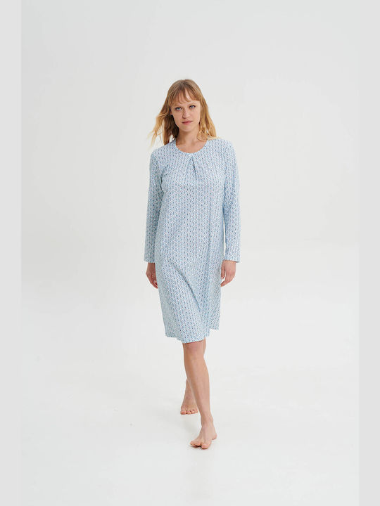 Vamp Winter Cotton Women's Nightdress Blue