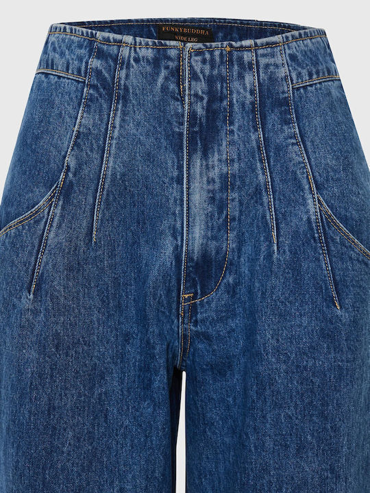 High Waist Women's Jeans Pants in Relaxed Fit FBL008-165-02 Blue
