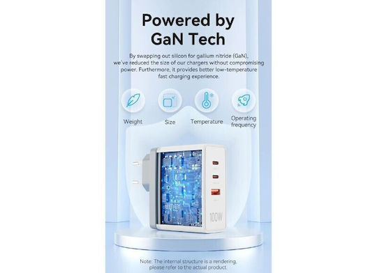Vention Φορτιστής Χωρίς Καλώδιο GaN με Θύρα USB-A και 2 Θύρες USB-C 100W Power Delivery / Quick Charge 3.0 Μαύρος (FEGB0-EU)