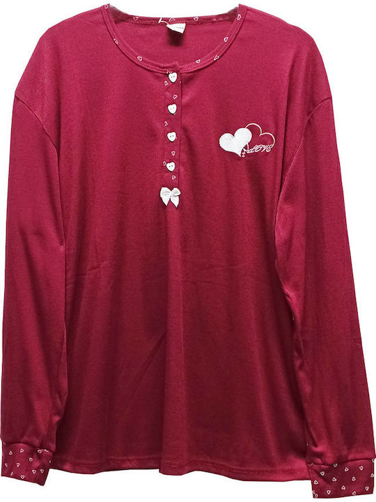 Cootaiya Winter Damen Pyjama-Set Burgundisch