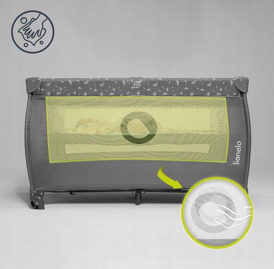 Lionelo Stefi Plus Loc De Joacă 2 Nivele Cu Saltea Gri Alb 60x120cm