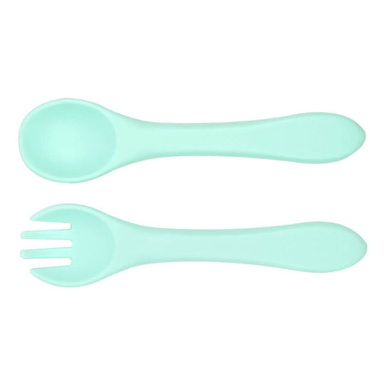 Baby Cloud Baby Set mit Gabel aus Silikon für 5+ Monate Türkis