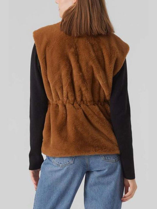 Vero Moda Women's Sleeveless Short Fur Brown
