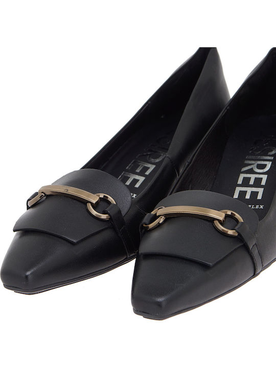 Leder Pumps mit mittelhohem Absatz Schwarz