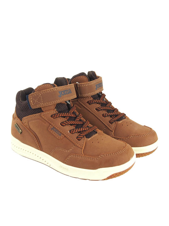 Torcon Jr Kids Sneakers High with Hoop & Loop Closure Brown