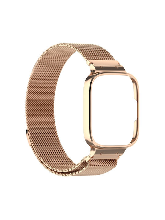 Milanese Protective Frame Armband Rostfreier Stahl Rose Gold (Redmi Uhr 3 Active)