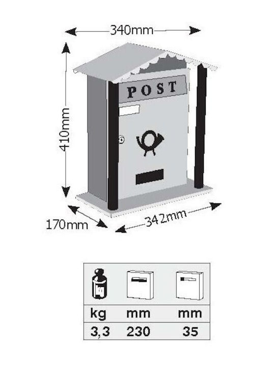 Viometal LTD Γραμματοκιβώτιο Εξωτερικού Χώρου Πλαστικό σε Πράσινο Χρώμα