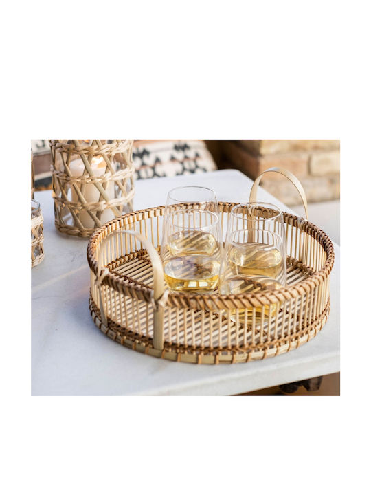 Andrea House Tavă Decorativă Lemn Rotundă 35x35x15cm 1buc