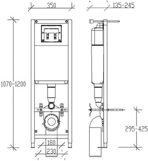 Siamp Built-in Plastic Low Pressure Rectangular Toilet Flush Tank