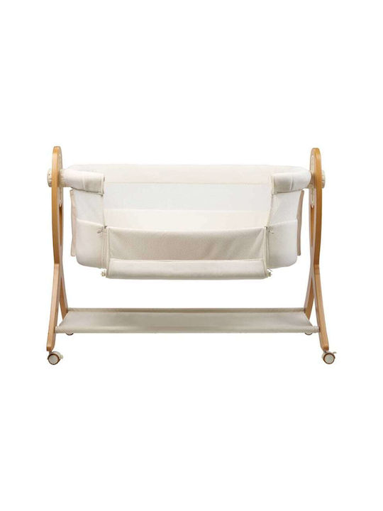 BabyGo Baby Cradle with Mattress Side Opening and Wheels White