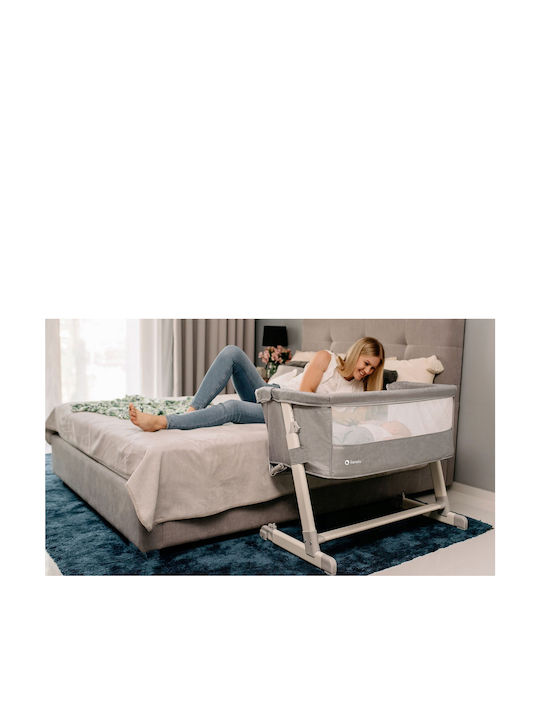Lionelo Cradle Theo with Mattress, Side Opening, and Wheels Gray