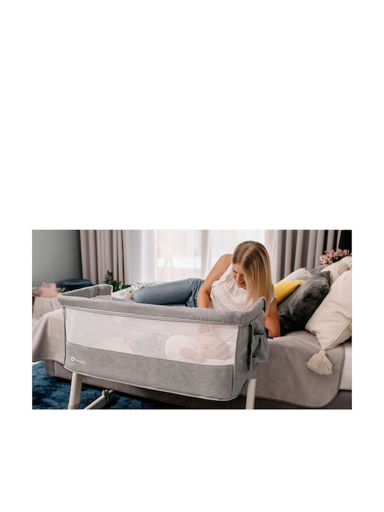 Lionelo Cradle Theo with Mattress, Side Opening, and Wheels Gray