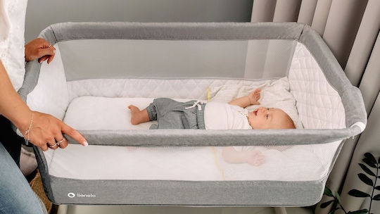 Lionelo Wiege Theo mit Matratze, Seitlicher Öffnung und Rädern Gray