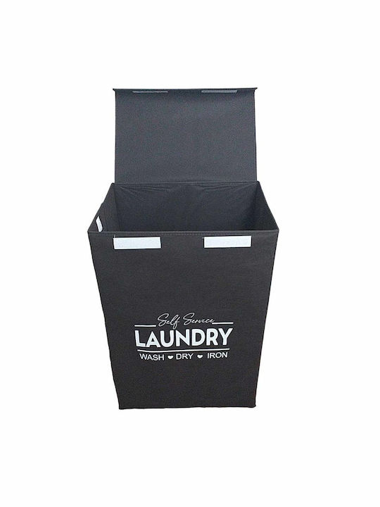 Sidirela Laundry Basket Fabric Folding with Cap 40x30x60cm Black