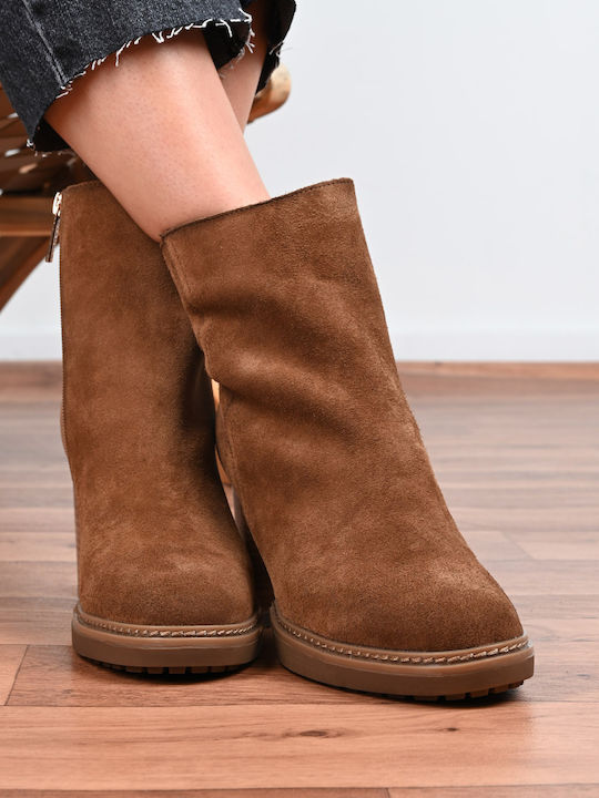 Wildleder Stiefeletten Damen Braun