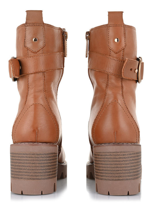 Leder Stiefeletten Damen Braun