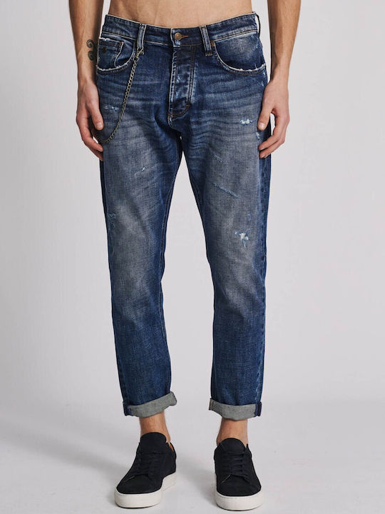 Nollan Pantaloni De Blugi Pentru Bărbați Elastici Cu Fit Slim Tapered Albastru