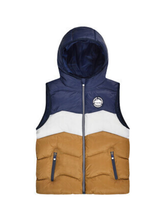 Energiers Kids Casual Jacket Sleeveless Short with Hood Camel