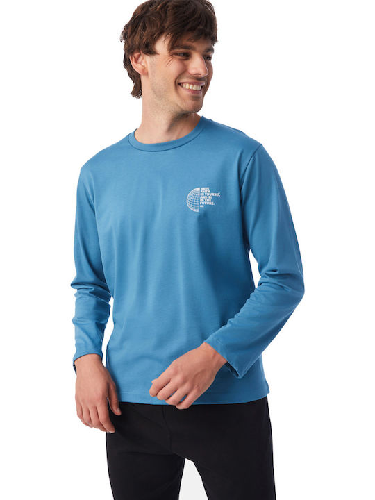 Minerva Men's Winter Pajamas Set Blue Steel