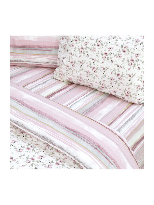 Lino Home Duvet Cover Set Cotton Queen with 2 Pillowcases 220x240 Agne Rose