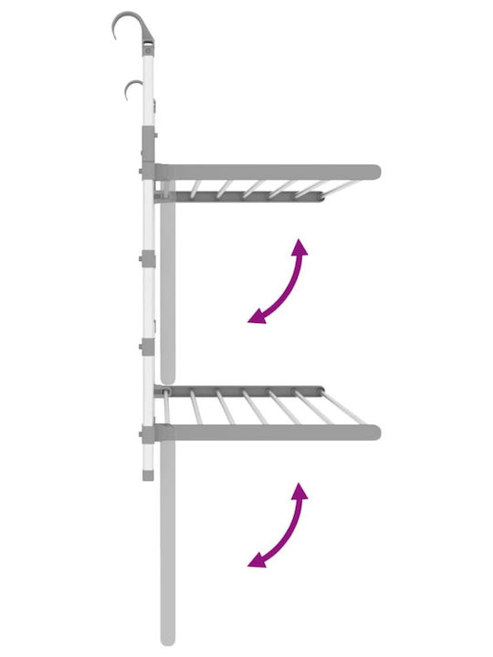 vidaXL Folding Hanging Clothes Drying Rack Made of Aluminum with Hanging Length 10m